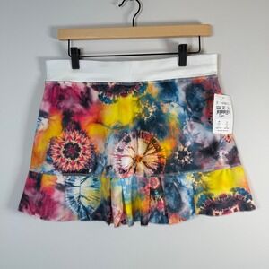 NEW Sofibella 14" Skort Tennis Skirt Large Ink Tie Dye Ruffle Hem Golf NWT